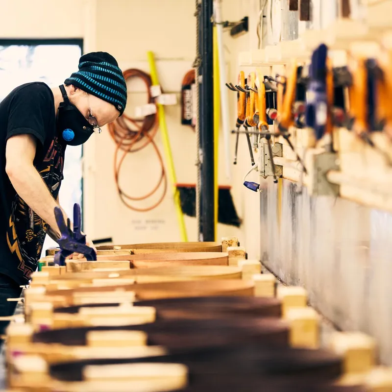 Taylor luthier shaping guitar bracing